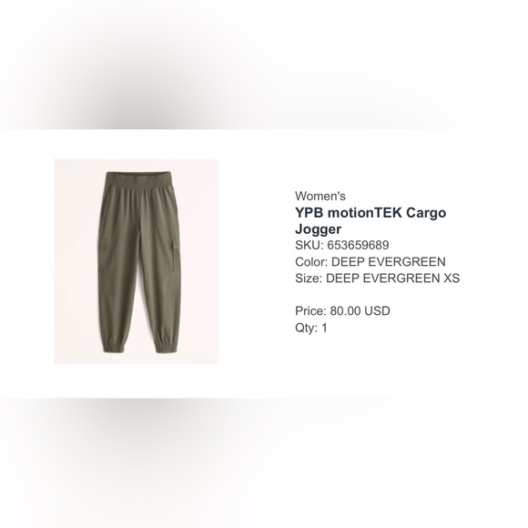Abercrombie YPB Motion TEK cargo jogger XS - Picture 6 of 6